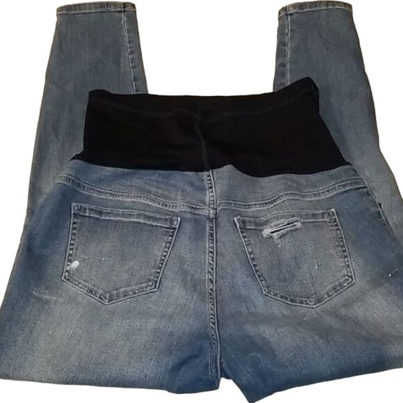 Liz Lange Maternity Jeans With Panel Distressed Size Medium - Picture 3 of 6